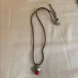 Brown rope charm necklace